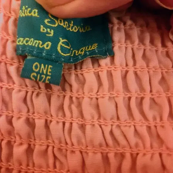 Antica Sartoria Off The Shoulder Boho Pink hippie Maxi Dress one size small - Picture 11 of 16